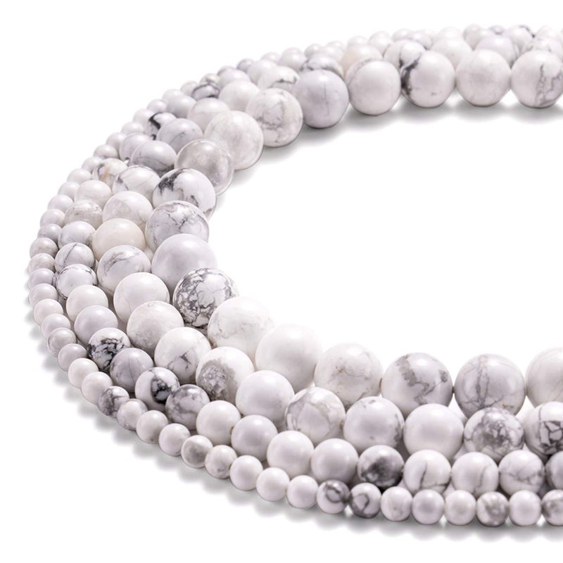 BEADIA Natural White Howlite Stone Round Loose Semi Gemstone Beads for Jewelry Making 8MM 44PCS - Image 2